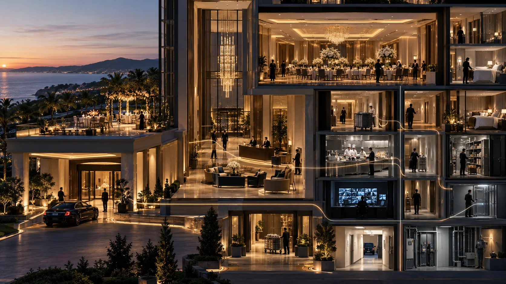 Hotel operations across event and service departments